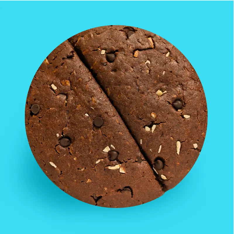coconut chocolate power cookie vegan protein cookie with text "kookossuklaa"