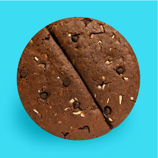 coconut chocolate power cookie vegan protein cookie with text "kookossuklaa"
